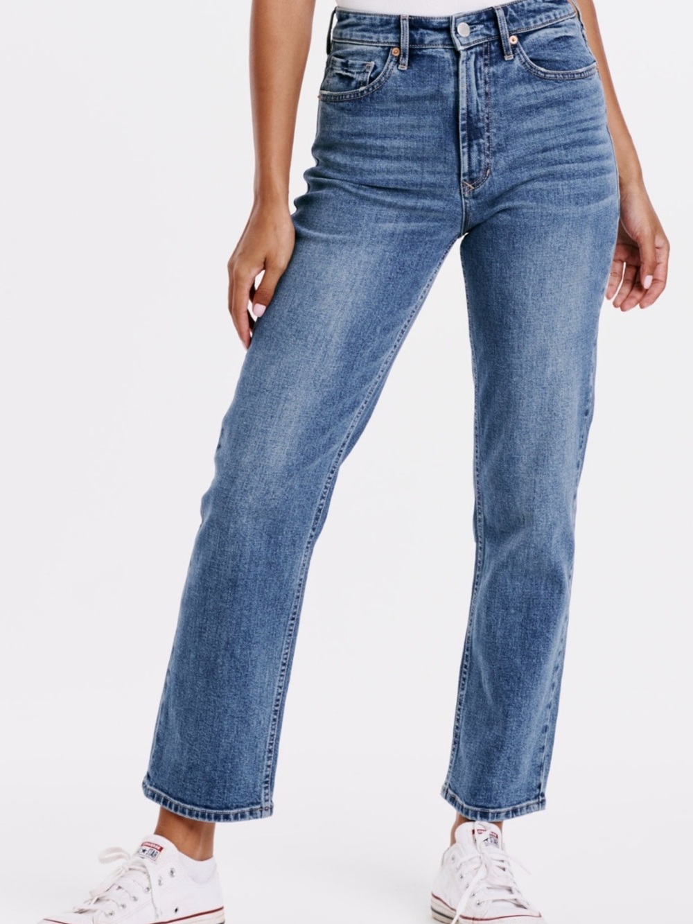 Dear John High-Rise Straight Leg Jeans in Medium Blue Wash